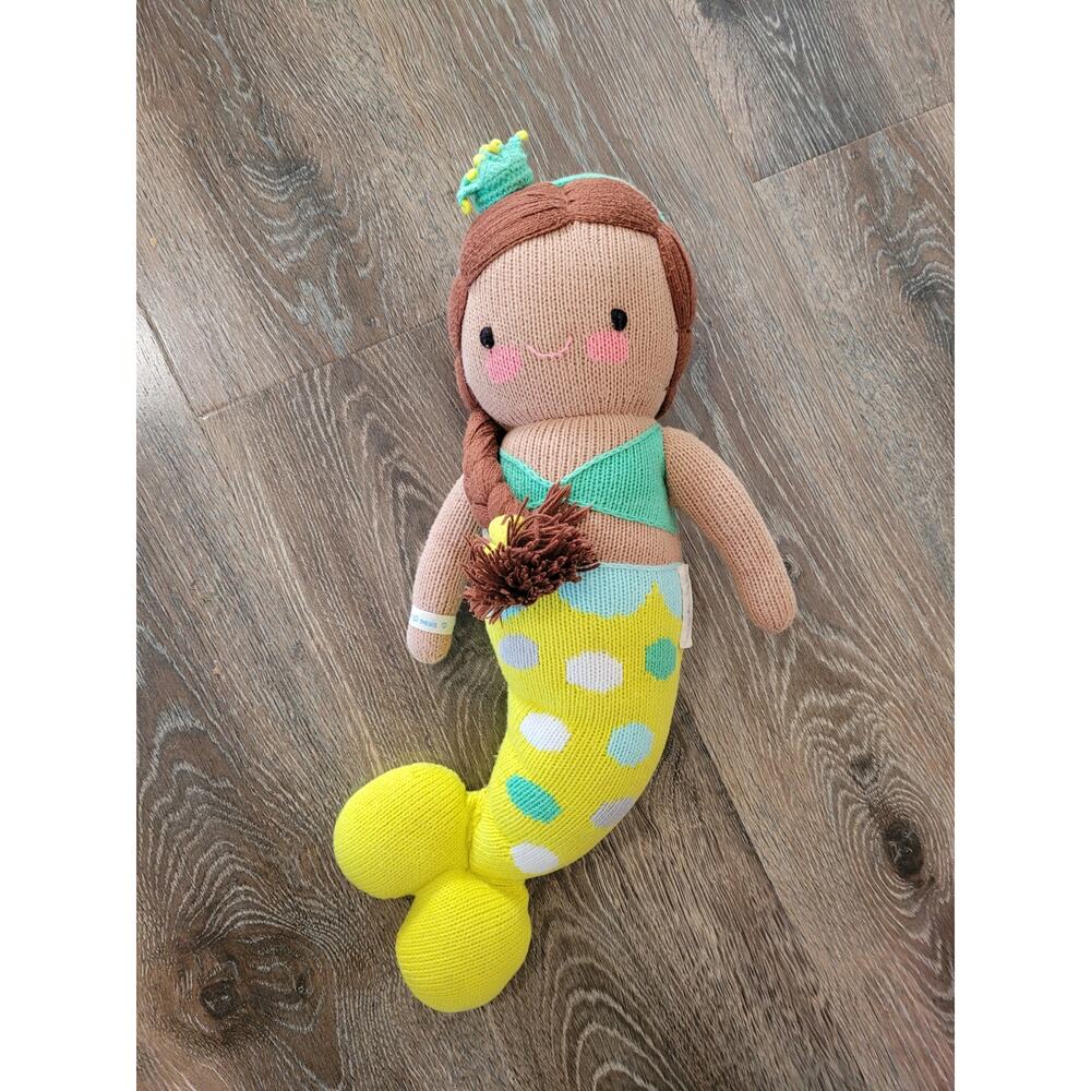 Cuddle +‎ Kind Hand Knit Pearl the Mermaid 20" Stuffed Animal Plush #3